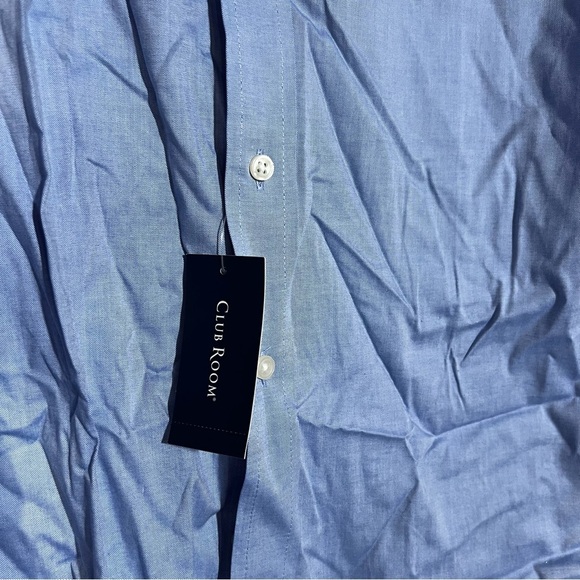 NWT Club Room Men's Button Dress Shirt Long Sleeve Blue Size XL, 17-1/2 34-35 - Picture 3 of 7